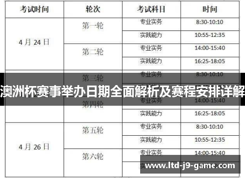 澳洲杯赛事举办日期全面解析及赛程安排详解
